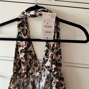 NWT Zara Multicolor Patterned Halter Top